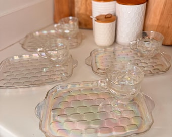Federal Glass Yorktown Iridescent Carnival Glass Snack Set - 12