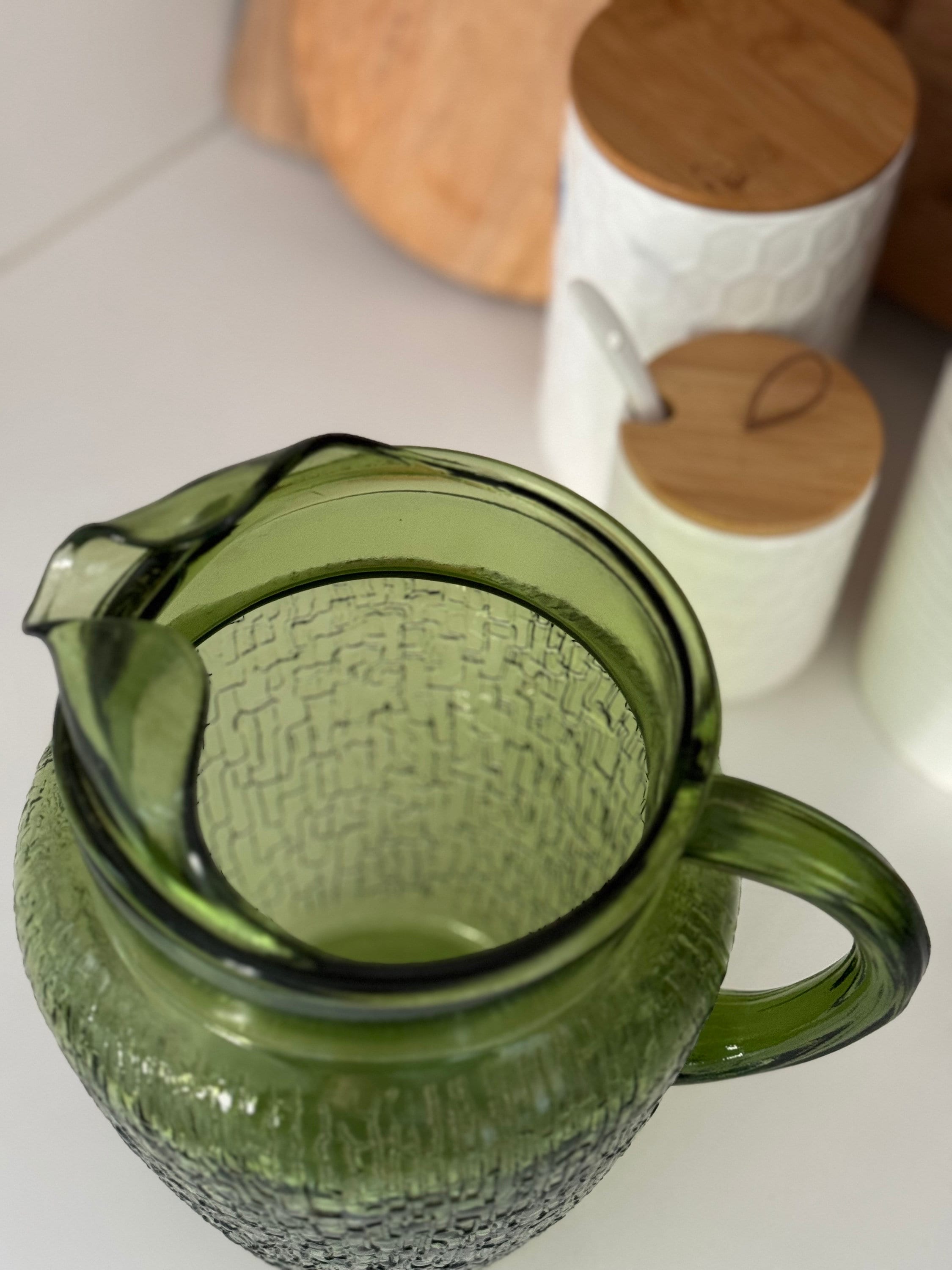 Vintage Green Anchor Hocking Bamboo Pagoda Pitcher & Tumblers - Etsy