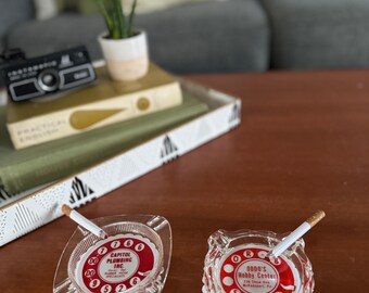 Vintage Glass Advertising Ashtrays/Catchalls - Capital Plumbing & Oddo’s Hobby