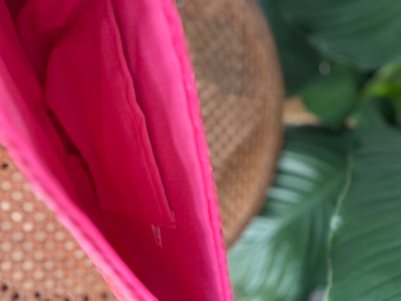Vintage Pink Woven Straw Clutch - image 3