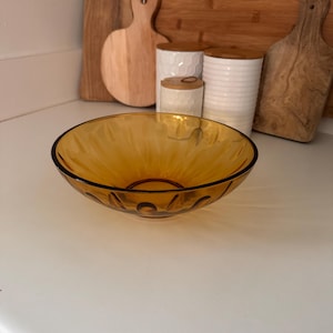 Vintage Amber Hazel Atlas Lyric Serving Bowl