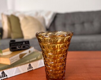 Vintage Amber Federal Glass Yorktown Colonial Flower Vase