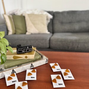 Vintage Caramel Triangular Button Stud Earrings | SOLD INDIVIDUALLY