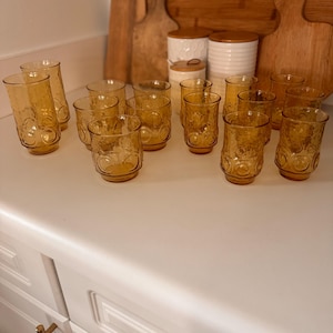 Vintage Amber Plastic Glasses Cups - Etsy