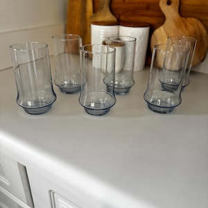 Vintage Light Blue Libbey Impromptu Highball Tumblers -  Set of 6