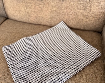 Vintage Blue & White Polyester Houndstooth Fabric