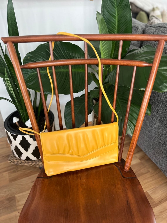 Vintage Yellow Retro Faux Leather Shoulder Bag