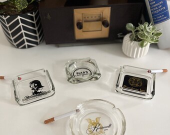 Vintage Glass Advertising Ashtrays/Catchalls - Sutter’s, Roosevelt Hotel, Blas’s, Broadway Inn