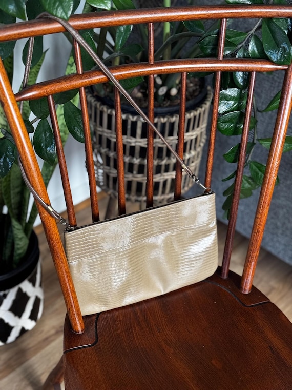 Vintage Beige Nuline Faux Snakeskin Purse | Convertible Clutch