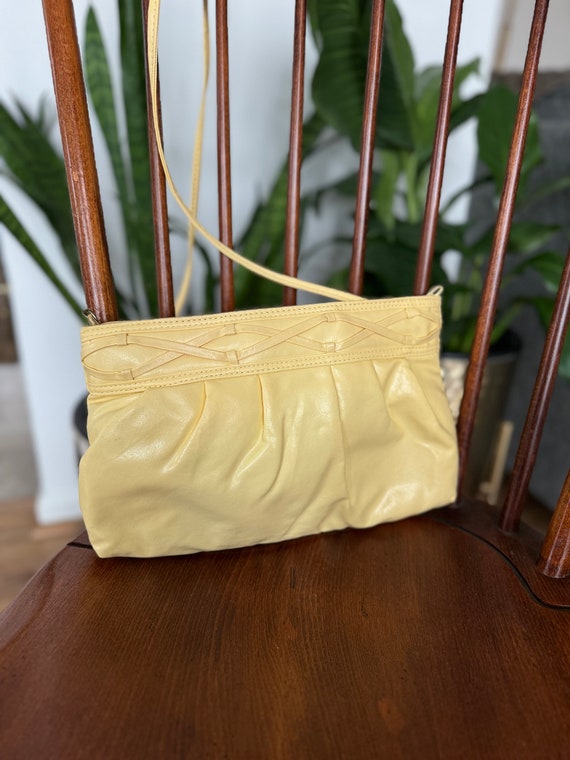 Vintage Yellow Faux Leather Purse/Convertible Clut