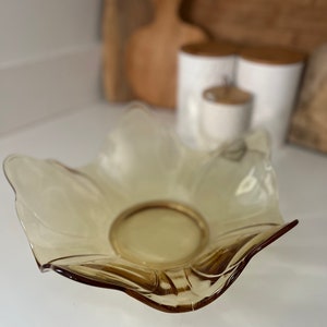 Vintage Amber Floral Petal Serving Bowl