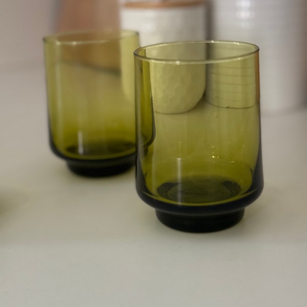 Vintage Avocado Green Juice/Tasting Glasses - Set of 4