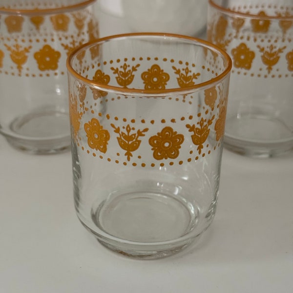 Vintage Corelle Butterfly Gold Juice/Tasting Glasses - Set of 3