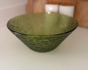 Vintage Green Anchor Hocking Soreno Glass Serving Bowl