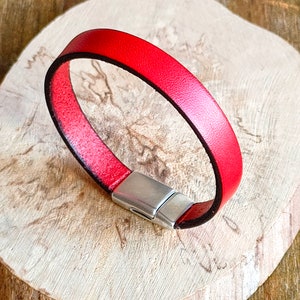 Red leather strap ideal for him