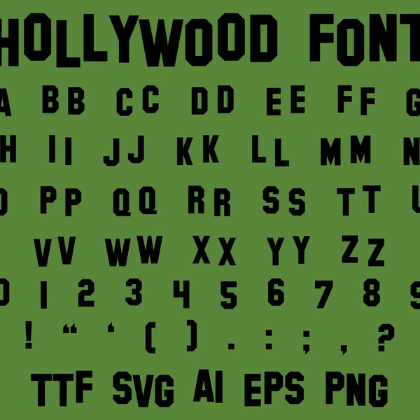 Hollywood Font | ttf | svg | eps | png | cricut | silhouette | word | crafting