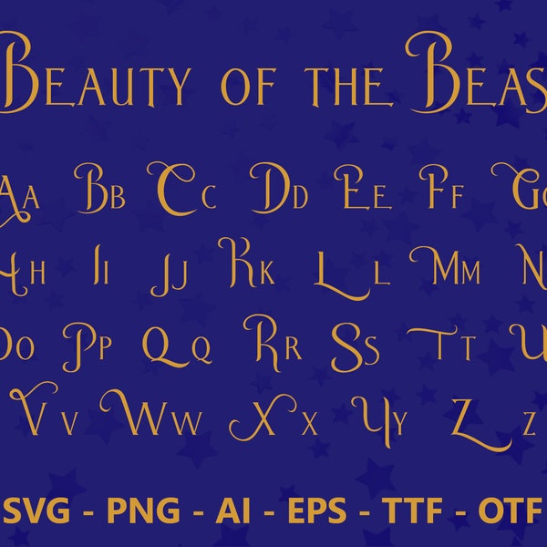 Beauty of the Beast Font | ttf | svg | eps | png | cricut | silhouette | word | crafting