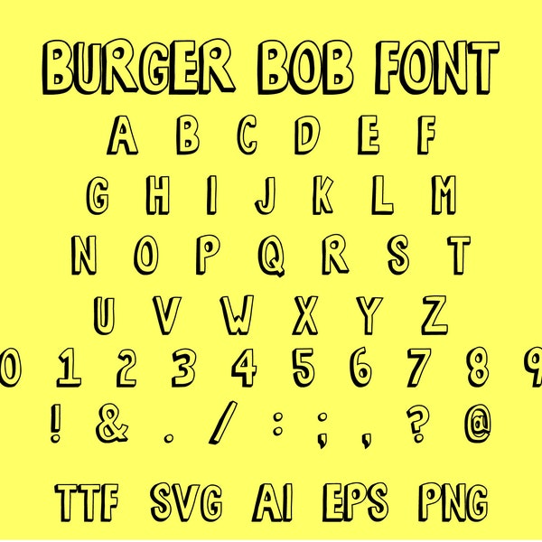Burger Bob Font | ttf | svg | eps | png | cricut | silhouette | word | crafting