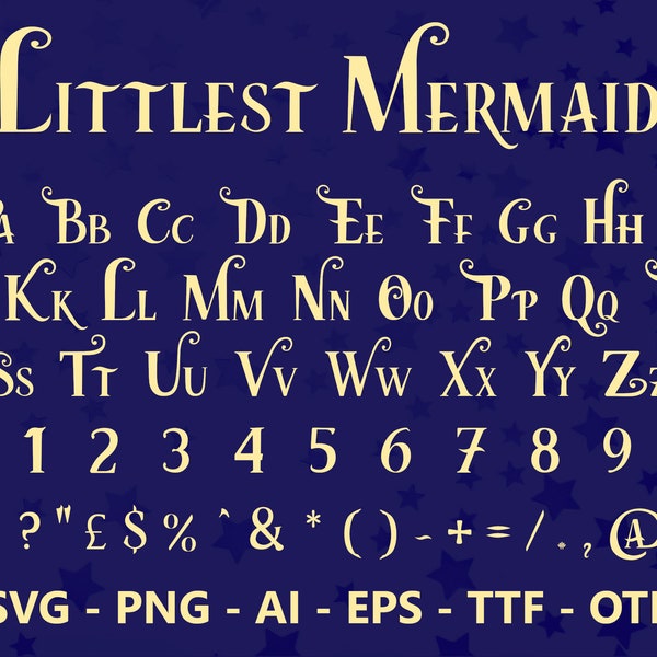 Littlest Mermaid Font | ttf | svg | eps | png | cricut | silhouette | word | crafting