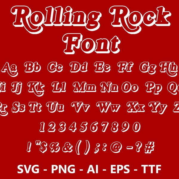 Rolling Rock Font | ttf | svg | eps | png | cricut | silhouette | word | crafting
