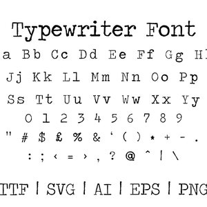 Typewriter Font | ttf | svg | eps | png | cricut | silhouette | word | crafting