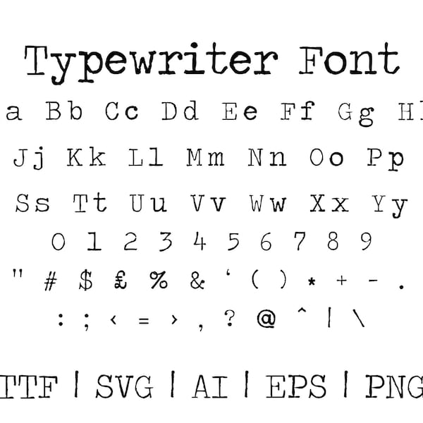 Typewriter Font | ttf | svg | eps | png | cricut | silhouette | word | crafting