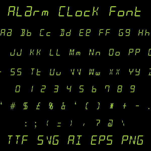 Alarm Clock Font | ttf | svg | eps | png | cricut | silhouette | word | crafting