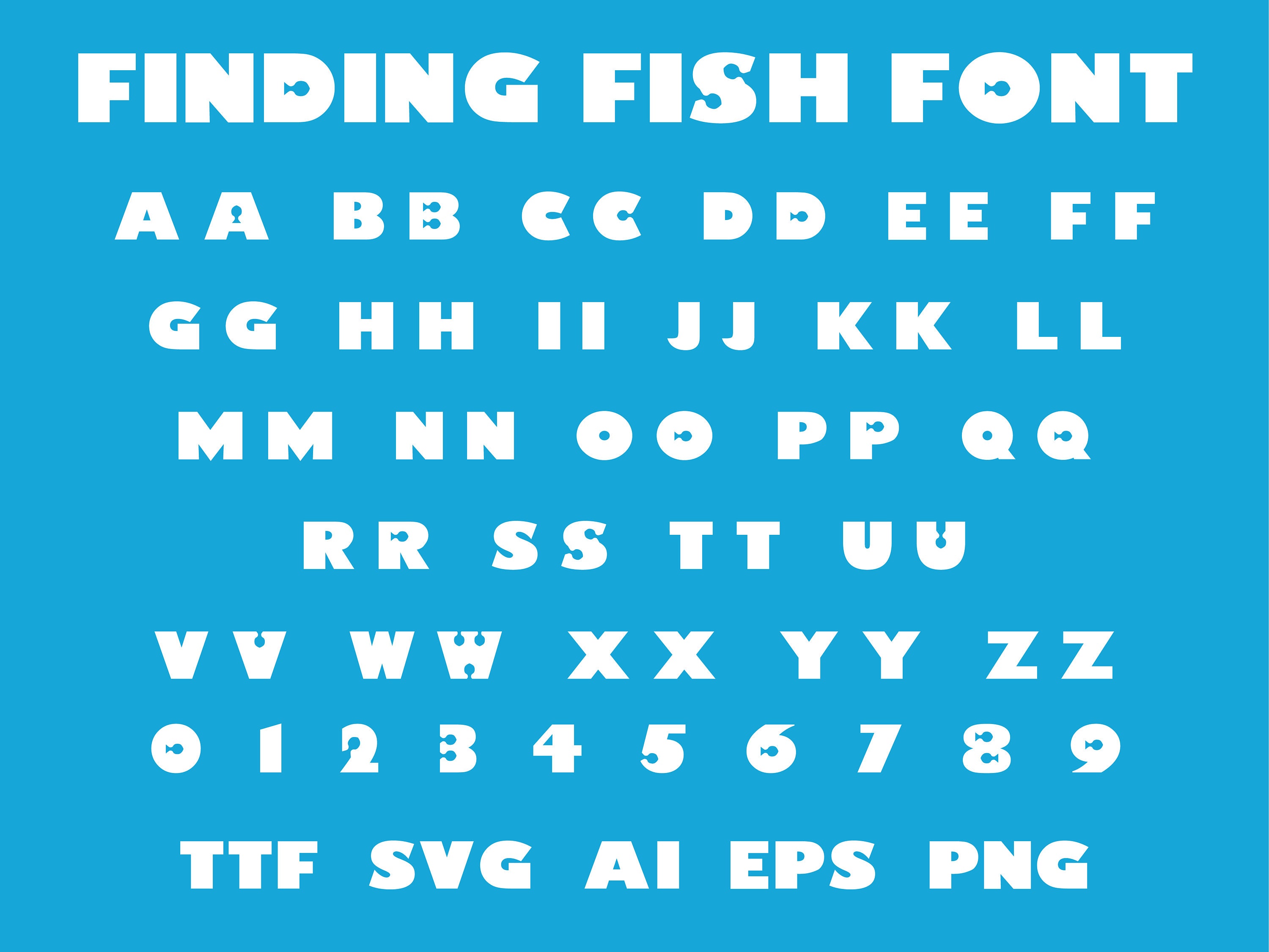 Finding Fish Font Ttf Svg Eps Png Cricut Silhouette Word Crafting 