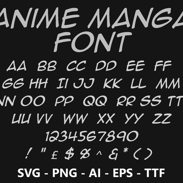 Anime Manga Font | ttf | svg | eps | png | cricut | silhouette | word | crafting