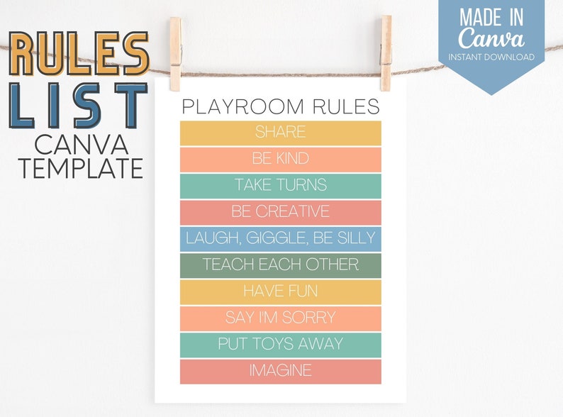House Rules Template Classroom Rules Sign Family Rules Etsy