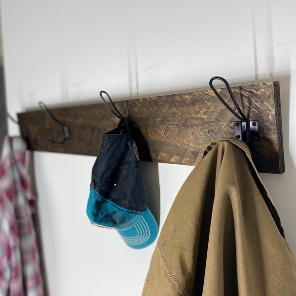 Reclaimed wood coat rack, rustic towel rack, distressed wood, farmhouse decor, hat rack, barnwood wall coat rack, country