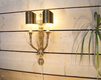 Tall Hollywood Regency style two-armed Wall Lamp / Sconce