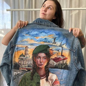 Customized jacket painting, Hand-painted denim jacket, MADE TO ORDER, Custom painting, Custom clothing, Personalized items