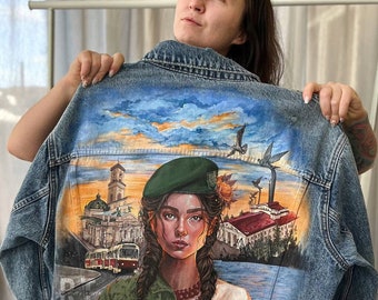 Customized jacket painting, Hand-painted denim jacket, MADE TO ORDER, Custom painting, Custom clothing, Personalized items