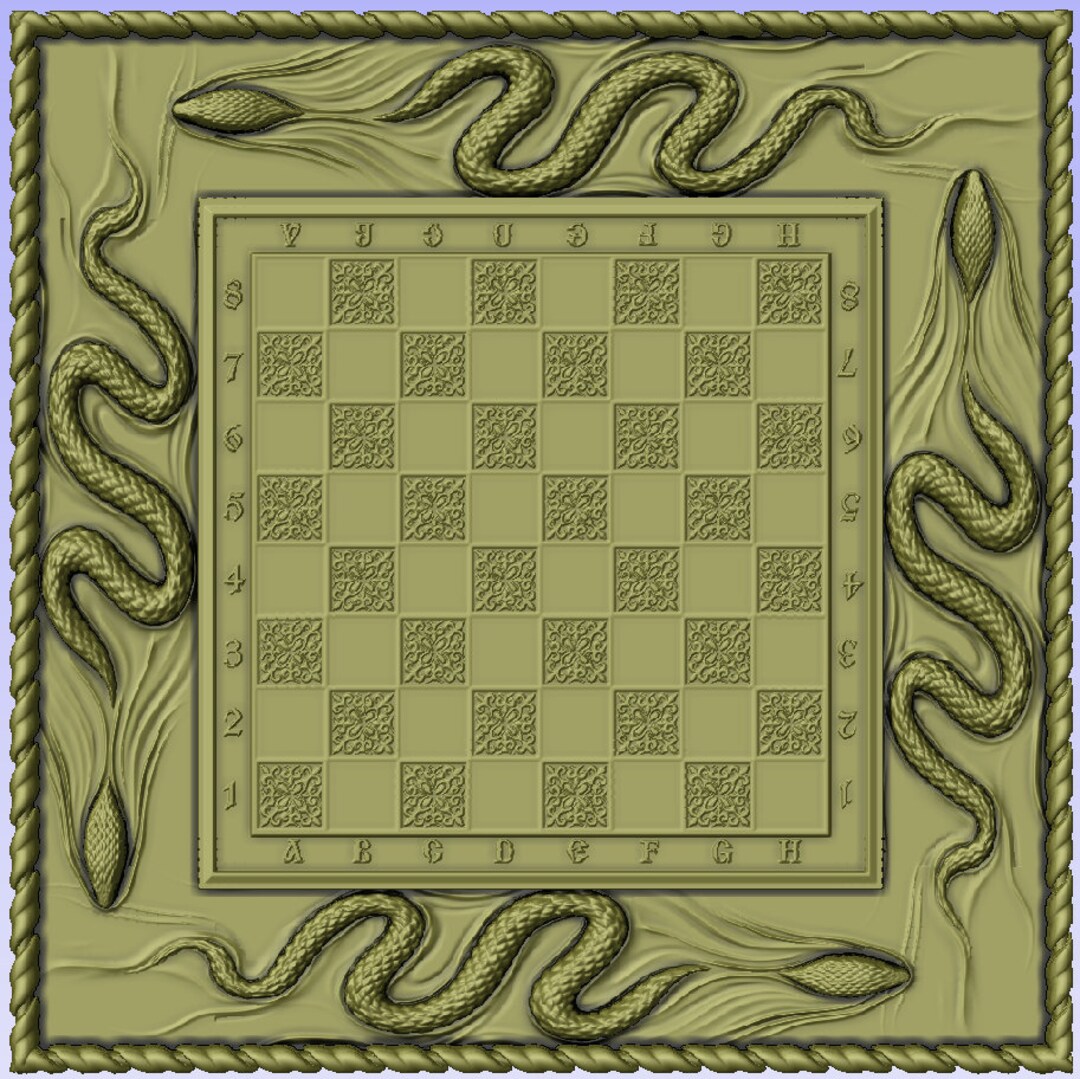 Snakes Chessboard 3D Model STL for CNC Router or 3d Printing Chess ...