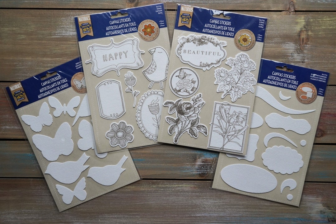 Canvas Stickers, Bird Stickers, Butterfly Stickers, Colorable Stickers