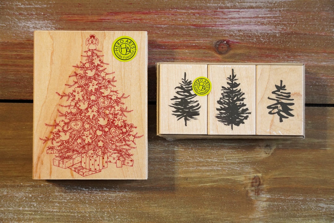 Christmas Tree Stamps, Tree Stamps, Wood Block Stamp, Christmas