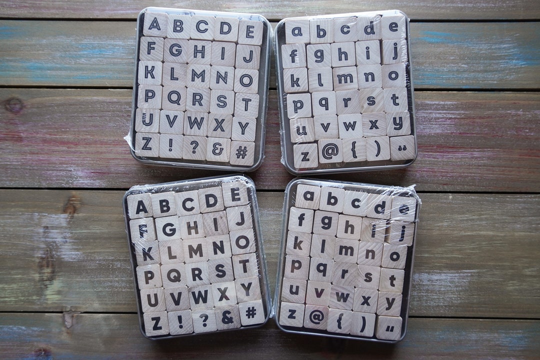 Alphabet Stamps Wood Blocks Stamps Stamp Set Upper Case Etsy