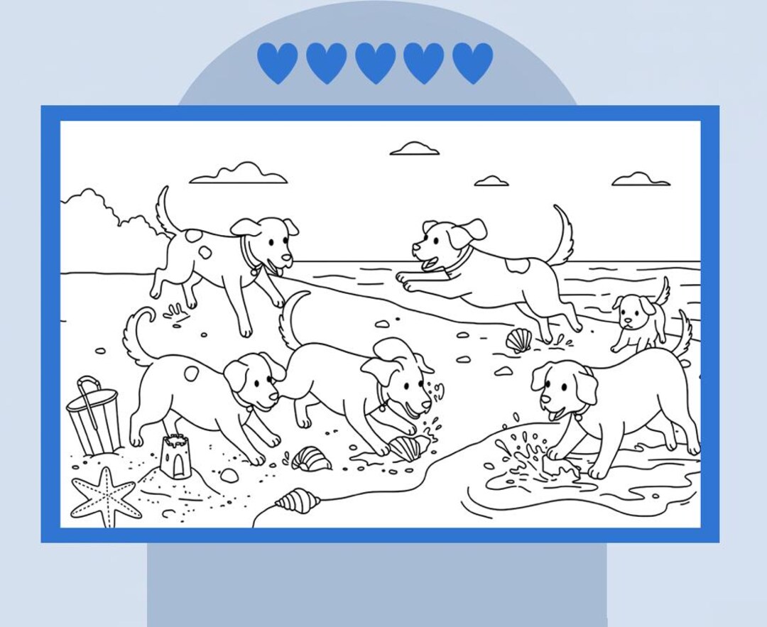 Happy Dogs Coloring Page L Instant Download PNG - Etsy