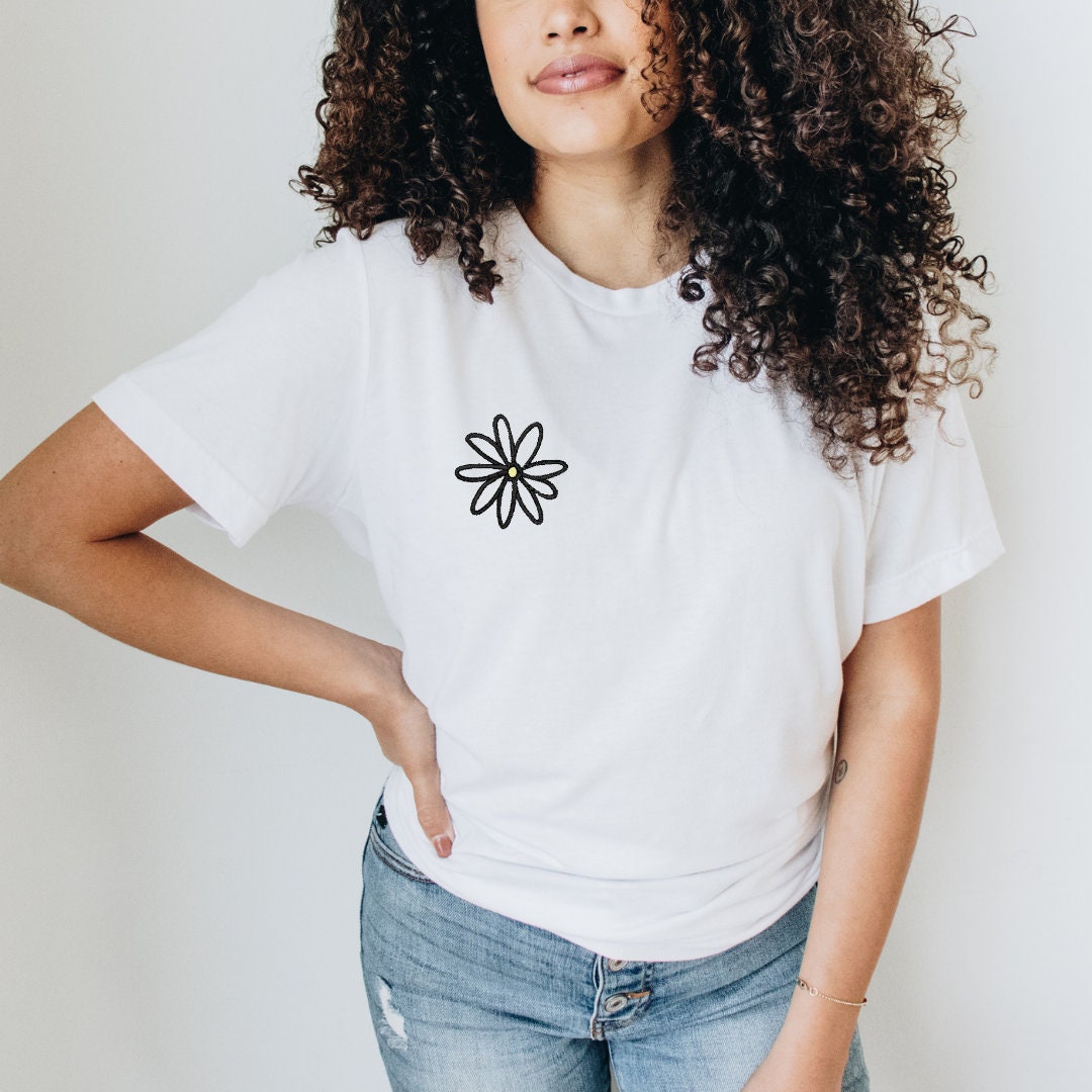 Daisy Embroidered Tshirt Womens T-shirt 
