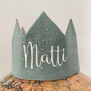 Birthday crown fabric crown muslin personalized with name