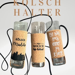 Kölsch holder for hanging made of cork | Bachelor party | JGA | to go holder | Team Bride | Carnival in Cologne | Beer glass holder