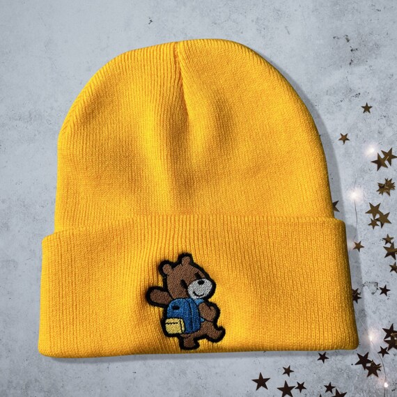 Yellow Teddy Bear Beanie Hat Crochet Bear Hat: Chunky Yellow Beanie, Newborn Photo Prop  main image 4