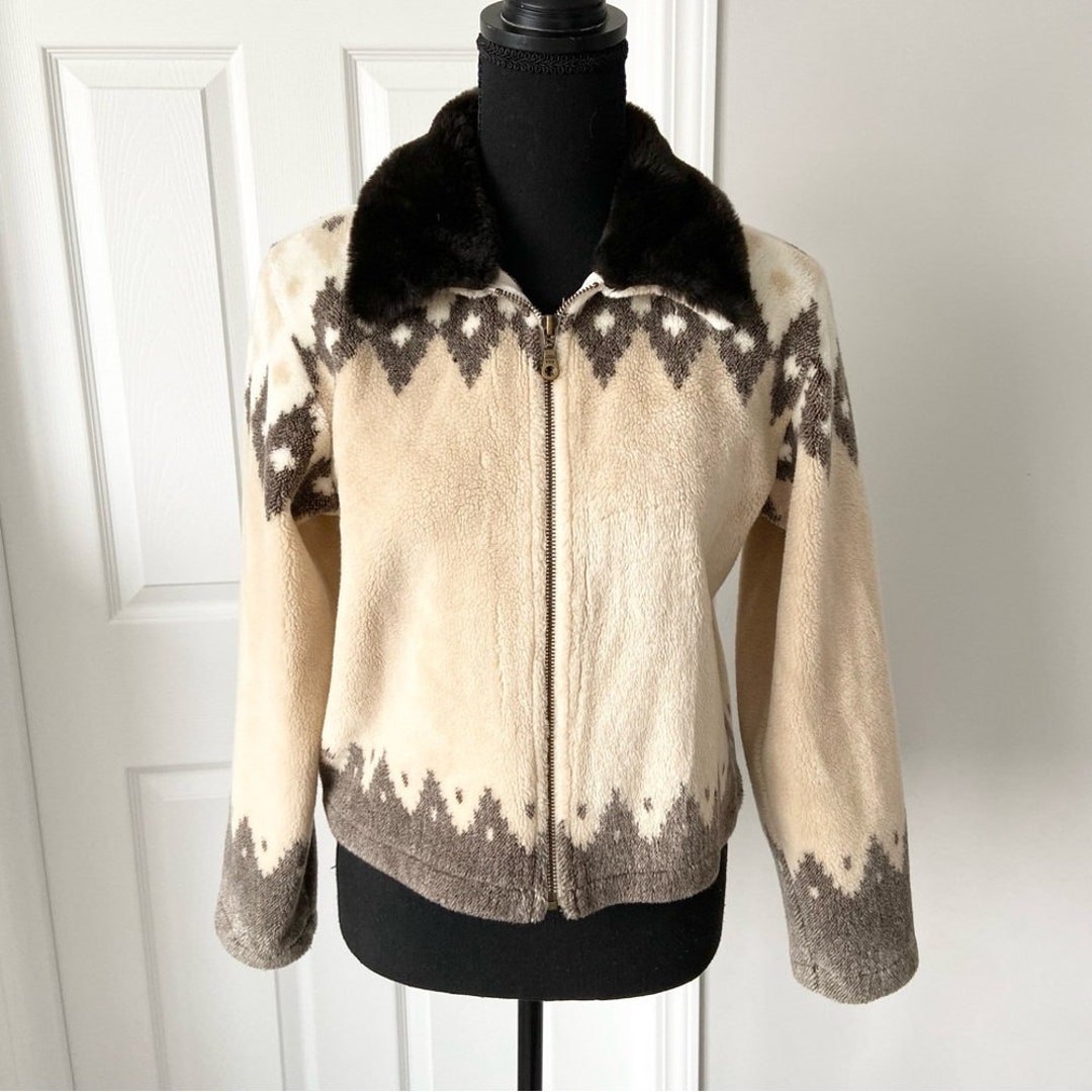 Vintage Barrage Aztec Fleece Fuzzy Teddy Western Jacket - Etsy