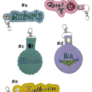 Porte-clés personnalisé en similicuir NAME, porte-clés, anneau en D à 360 degrés, attache sur le sac, clés, sac à dos