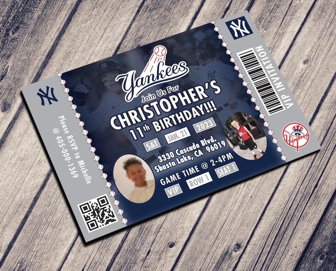 New York Yankees Invitation Birthday Invitations New York - Etsy