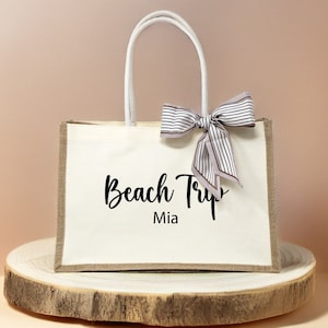 Personalized Handmade Tote Bag, Mrs Apparel Burlap Bag, Jute Beach Bag, Custom Bridesmaid Proposal Gifts, Mothers Day Gifts, Custom Name Bag