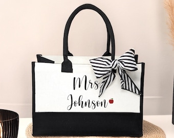 Personalized Teacher Tote Bag, Teacher Bag, Personalized Teacher Gift, Gift for Teacher, Thank You Teacher Gift, Teacher Appreciation Gift