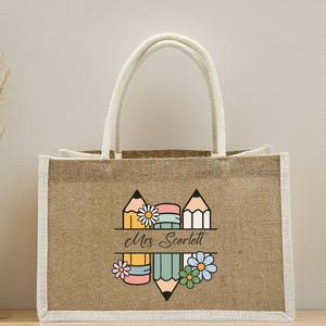 Personalization Teacher Name Tote Bag, Teacher Appreciation Gift, Elementary Teacher Tote Bag, Teachers Gift, Gift For Teacher