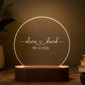 Personalized LED lamp with names and date, Wedding & Anniversary Gift, Unique Gift for Couple, Housewarming Gift for Her, Engagement Gift